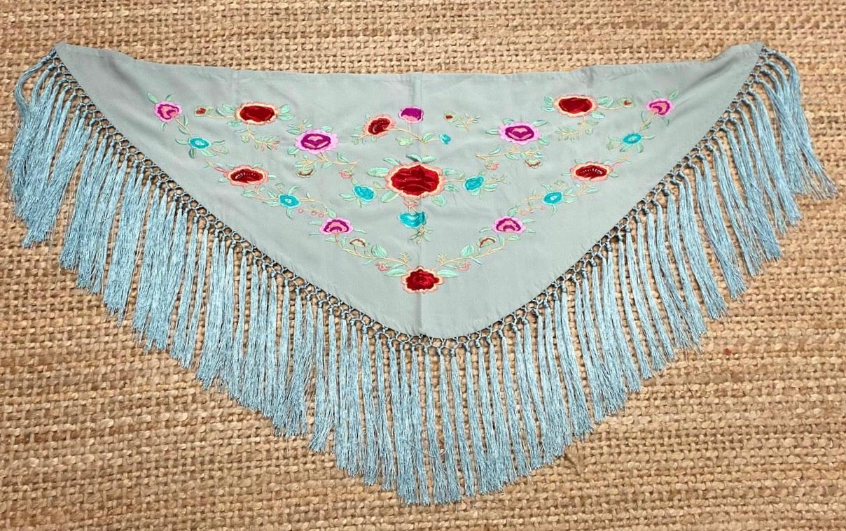 Mantón de Seda Verde Jabonoso FLAMENCA