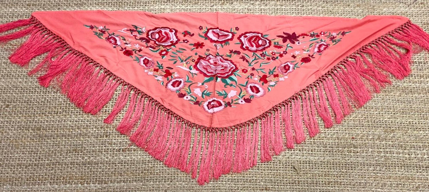 Mantón de Seda Coral FLAMENCA