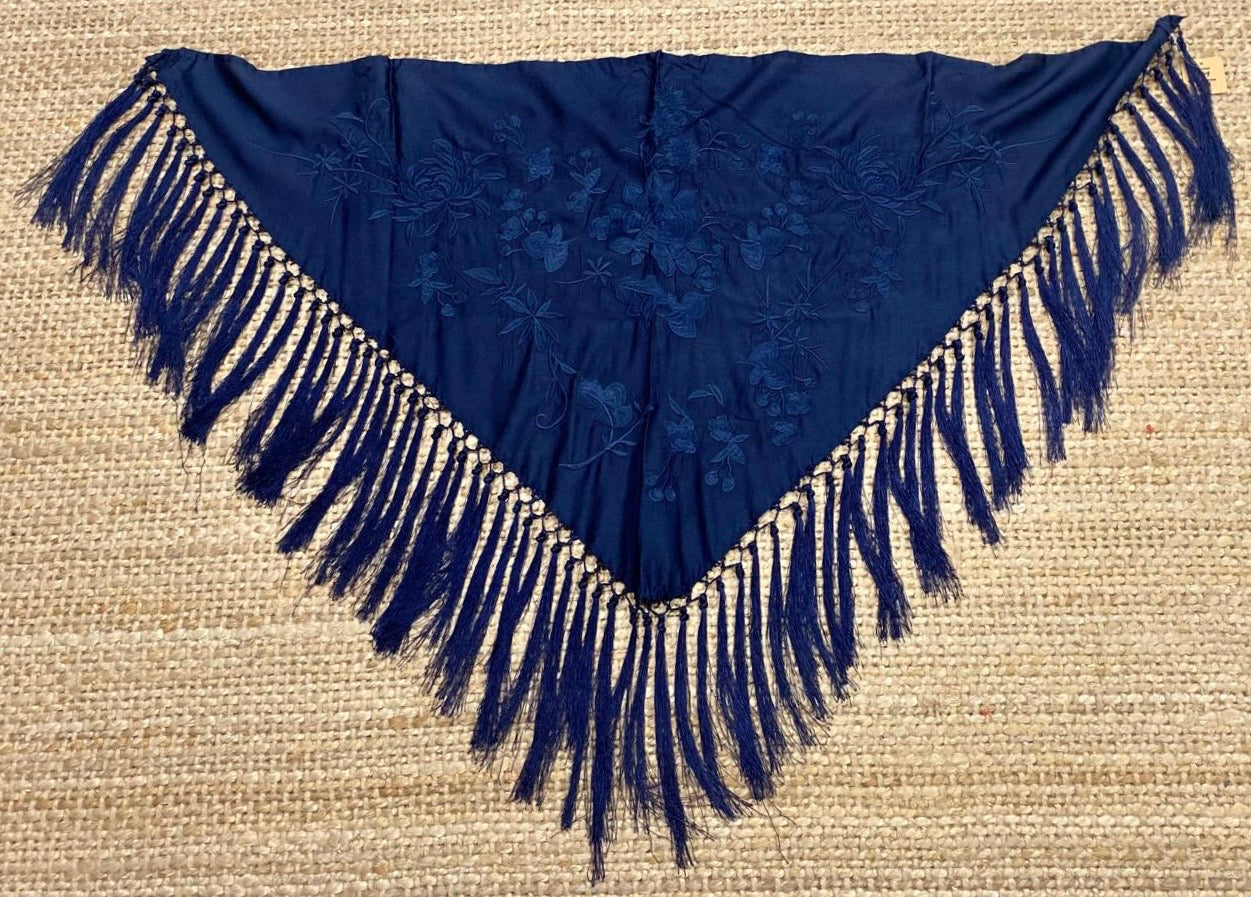 Mantón de Seda Azul Marino FLAMENCA