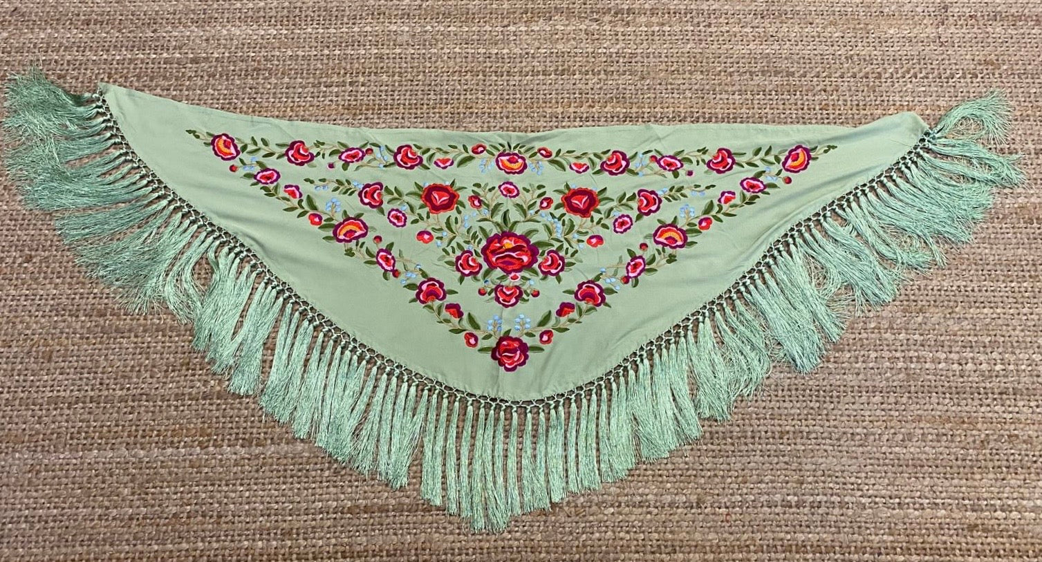 Mantón de Seda Verde Manzana Niña FLAMENCA