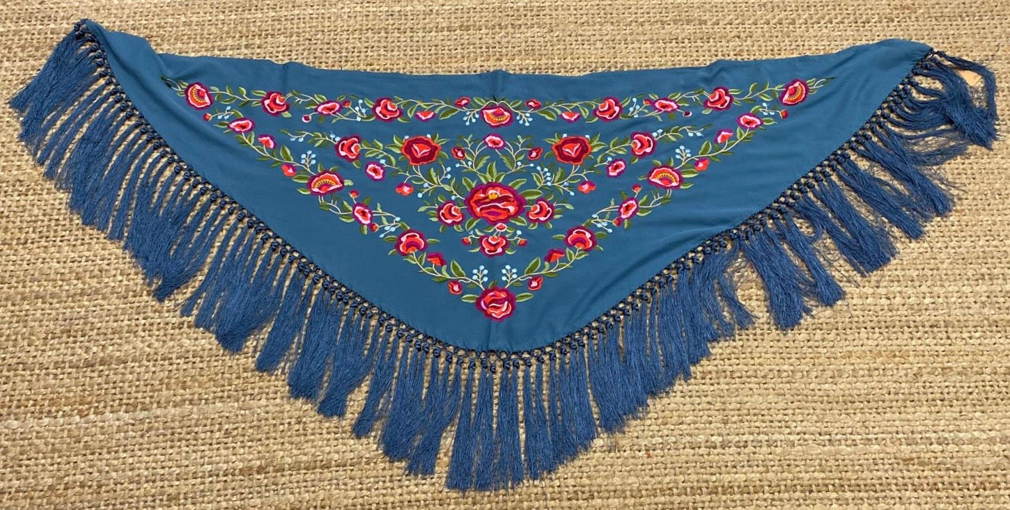 Mantón Azul Ducado FLAMENCA