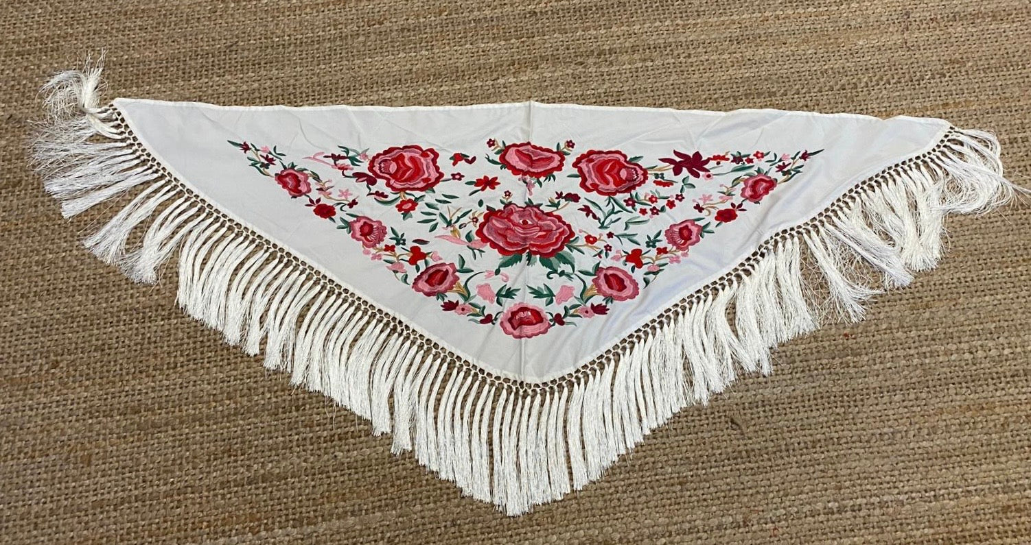 Mantón de Seda Blanco Roto FLAMENCA