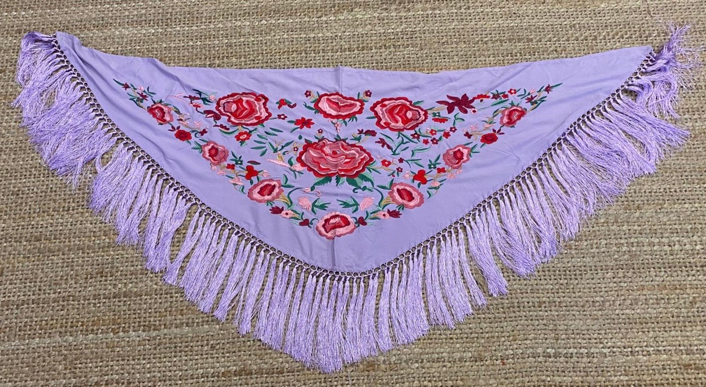 Mantón de Seda Lila FLAMENCA