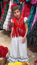 Traje de Flamenca Blanco Lunares Niña