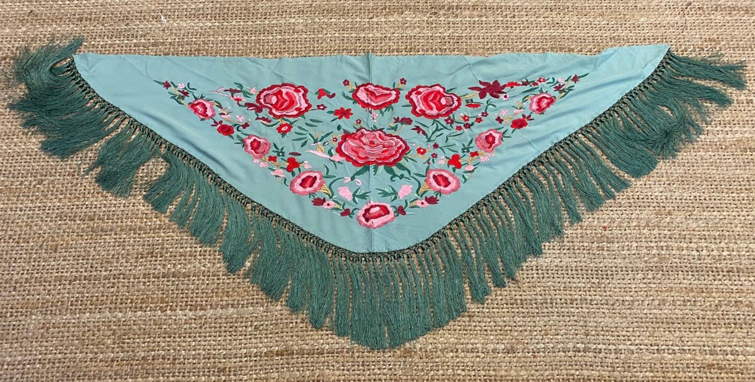 Mantón de Seda Turquesa FLAMENCA