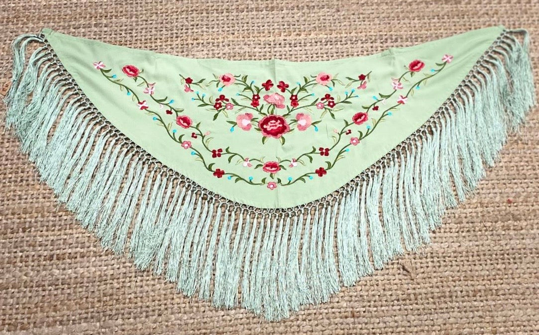 Mantón de Seda Verde Menta Niña FLAMENCA