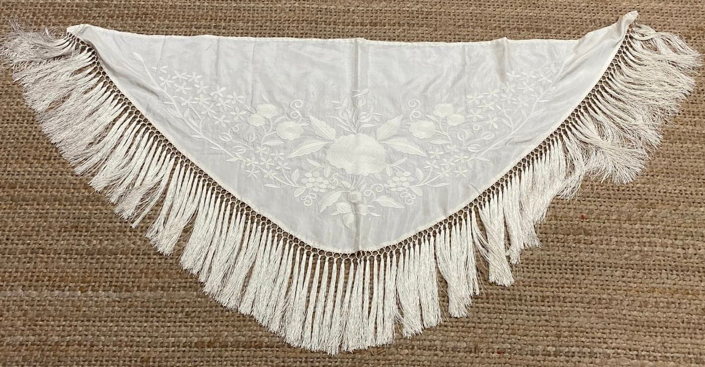 Mantón de Seda Marfil FLAMENCA