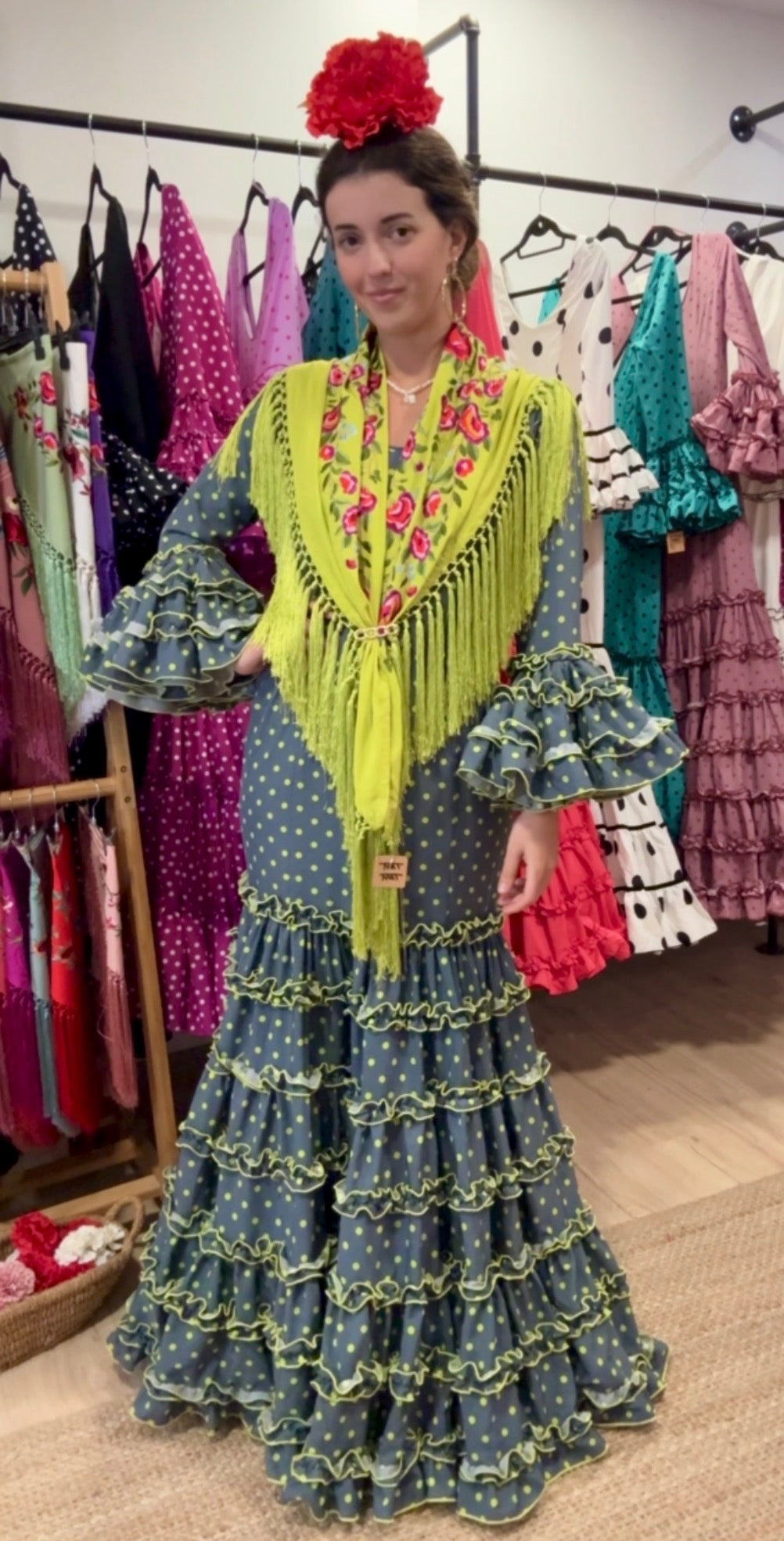 Traje de Flamenca Gris Lima