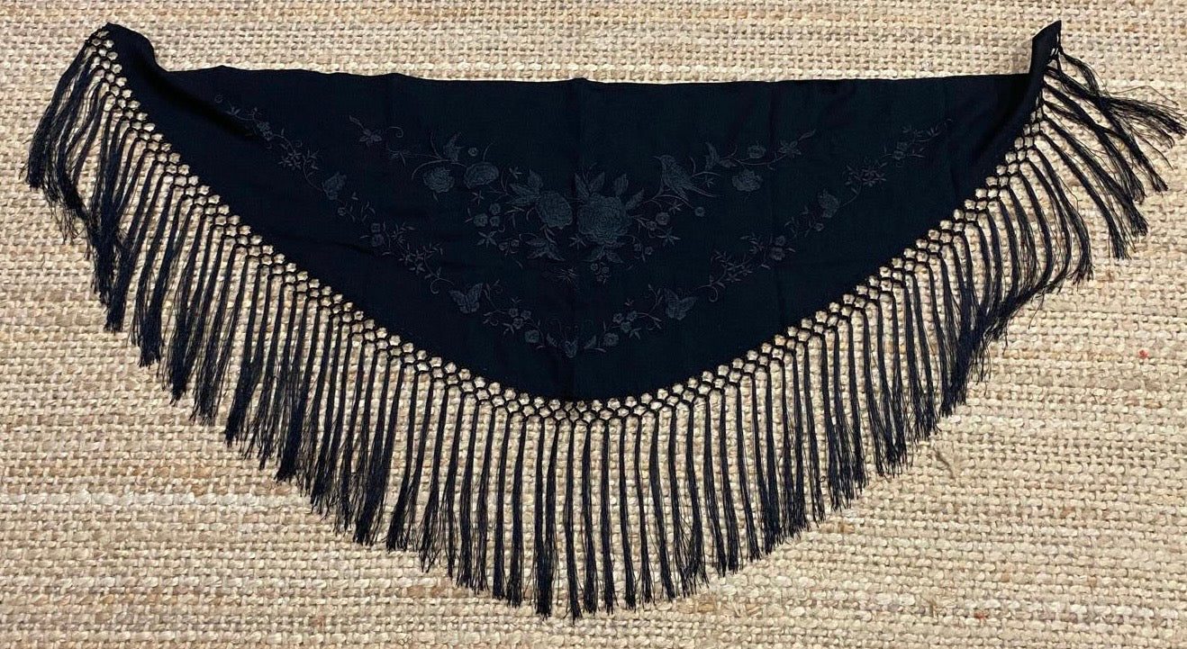 Mantón de Seda Negro Niña FLAMENCA