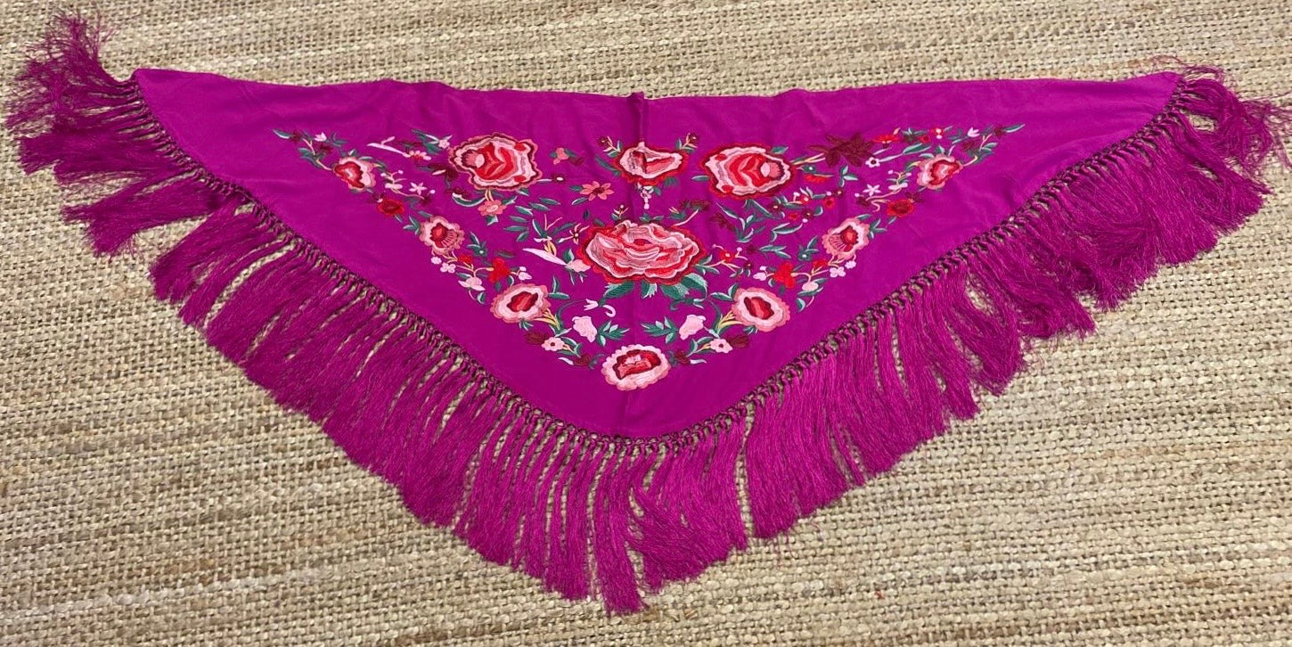 Mantón de Seda Fucsia FLAMENCA