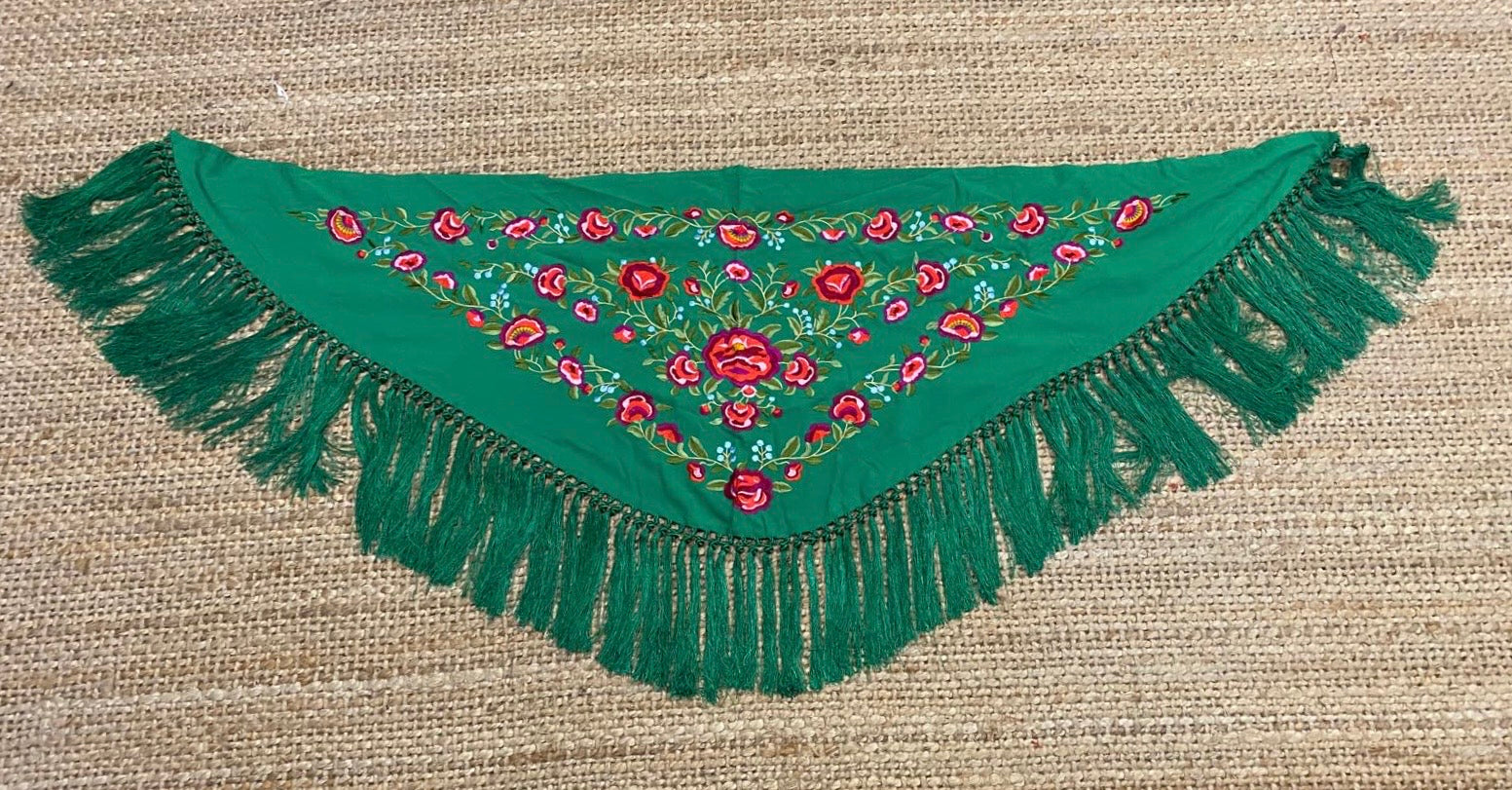 Mantón de Seda Verde Andalucía FLAMENCA