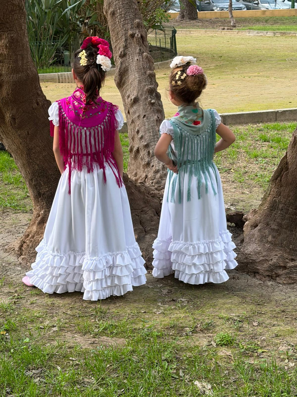 Traje de Flamenca Blanco Niña