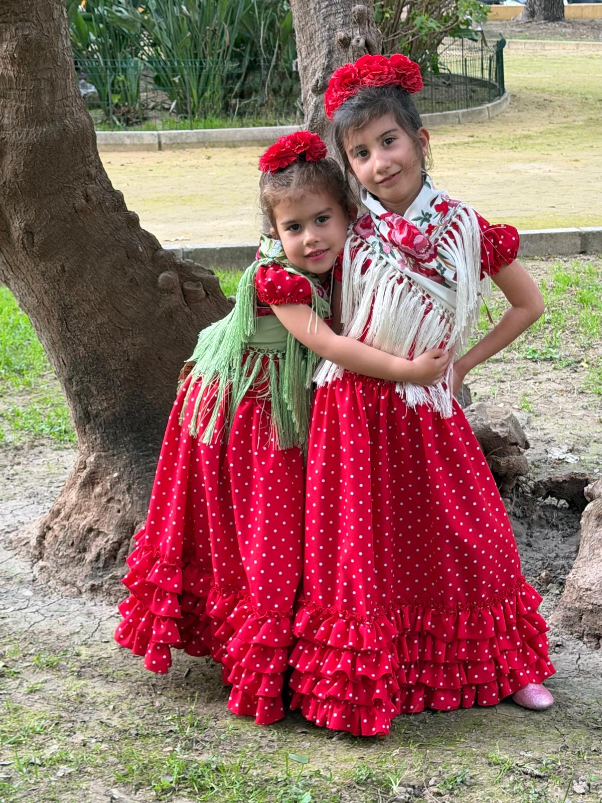 Traje de Flamenca Rojo Lunares Niña